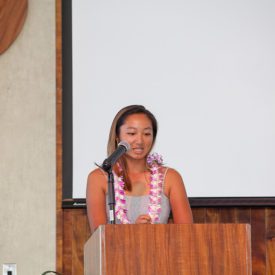 Avery Kageyama giving a speech