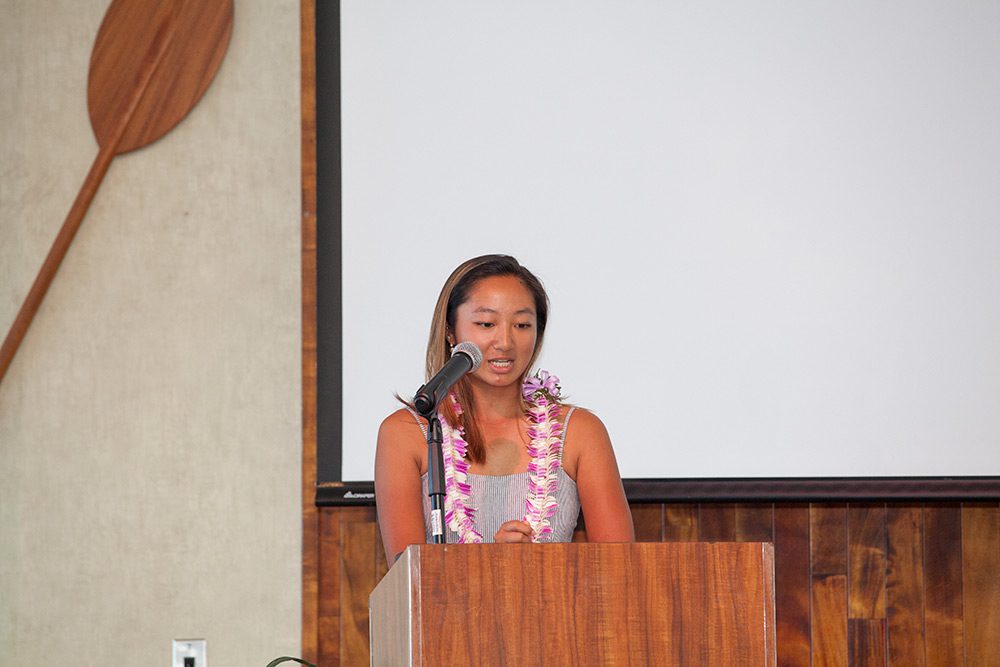 Avery Kageyama giving a speech